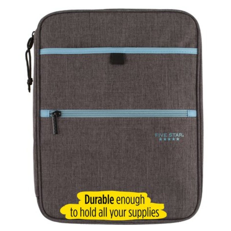 Five Star Zipper Binder, 1 Inch 3-Ring Binder with Round Rings, Carry-All with Pockets and 4-Tab Dividers, 375 Sheet Capacity, Gray/Mint (29092BH0) - Image 3